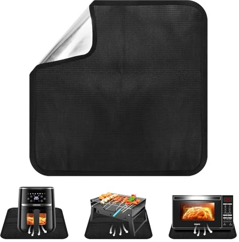 Fireproof Mat 30 x 30 cm, Heat Protection Mat, Black, Underlay Heat Resistant up to 1000°C, Grill Mat, Fire Protection Mat, Fireproof Mat, Heat Resistant BBQ Grill Mat for Fireplace, Lawn Camping