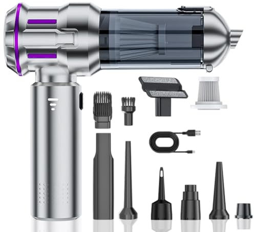 Aspiradora de mano con batería inalámbrica, 22000 PA, gran potencia de succión, 4 en 1 con filtro HEPA, aspiradora de ácaros para coche, cocina, PC, sofá, oficina, casa y limpieza de pelo de animales