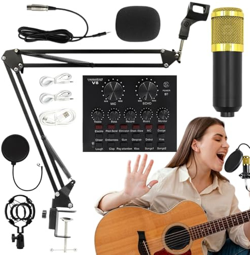Inspelning av mikrofonkit: Kondensatormikrofonstativ, filterinställning | Studioljudkit med Monte Clamp, Konfiguration av streaming för Voicever med mixning av muu