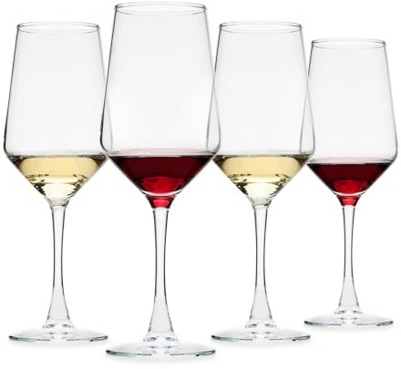 OUWO Wine Glasses Set of 4, 13.5oz Red White Wine Glasses,Lead-free Long Stem Wine Glasses for Home, Party, Wedding, Ideal Wine Accessories Gift,Clear