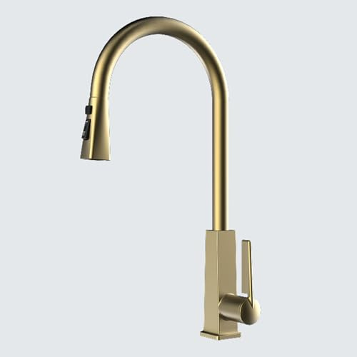 Rubinetto da cucina estraibile grigio con beccuccio girevole a 360° Design a maniglia singola Testa a spruzzo ad alta pressione Rubinetto moderno per lavello per una facile pulizia e cottura