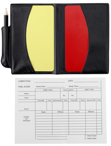 Penitue Football Referee Kit Accessories, Yellow Red Cards with Card Storage Wallet Record Paper Pencil Professional Warning Ref Set for Soccer Volleyball Basketball Sports Matches & Training Things