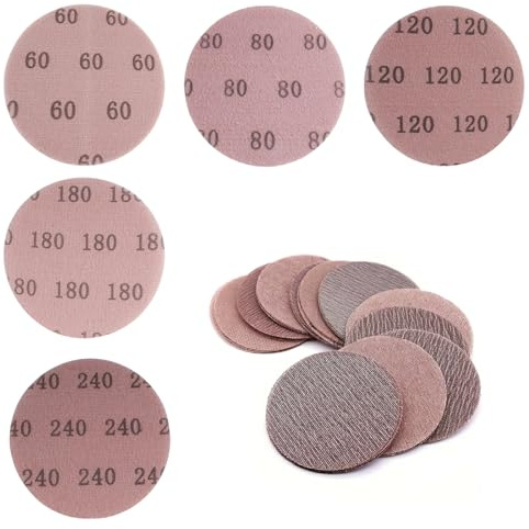 Inodiref Pack of 50 Sanding Discs 150 mm Grit P60-P240 Sanding Paper Self-Adhesive for All 150 mm Sanders and for Dust-Free Sanding of Bodywork Wood Metal Paint