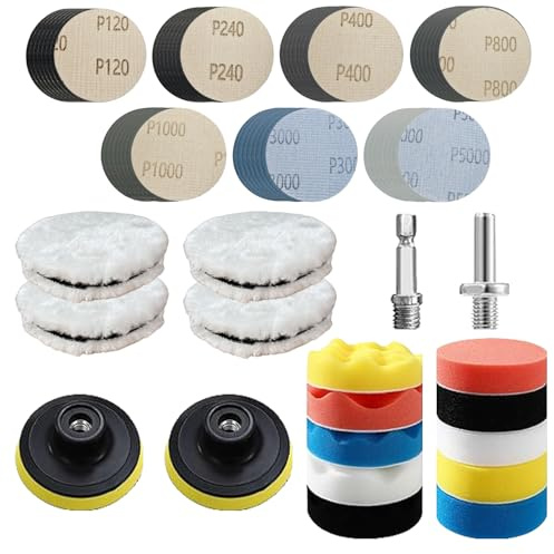 BTBEMO Renovateur Phare Voiture, Kit Rénovation Phare 78, Kit Polissage Phares Voiture, Kit de Restauration de Phares pour Auto et Moto, Kit de Restauration des phares, Papier Abrasif 75mm Wet et Dry
