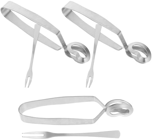 SHINEOFI 3 set Posate Lumache in Acciaio Resistente Pinze e Forchette per Crostacei Design Pratico e Manico Confortevole per Uso Domestico e Ristoranti