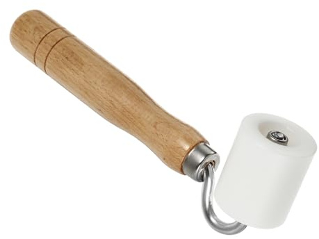 NULYLU Rouleau de Pression Mural 40x35mm Manche en Bois Ergonomique, Rouleau à Couture pour Papier Peint, Outil de Tapissier Plat pour Enduit et Marouflage Intérieur