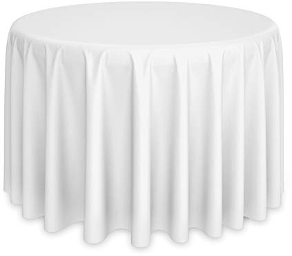 Lann's Linens - 132 Round Premium Tablecloth for Wedding/Banquet/Restaurant - Polyester Fabric Table Cloth - White