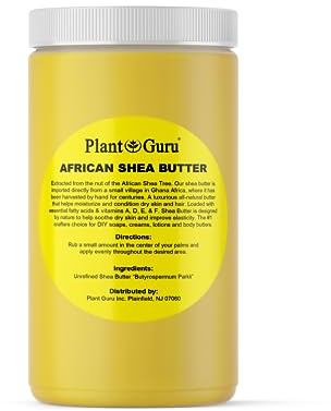 Plant Guru Raw African Shea Butter 32 oz. / 2 lbs. Jar Bulk 100% Pure Natural Unrefined YELLOW - Ideal Moisturizer For Dry Skin, Body, Face And Hair Growth. Great For DIY Soap and Lip balm Making.