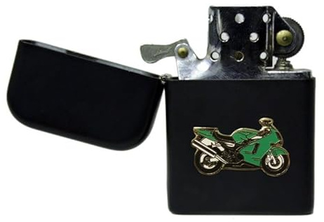Knight Kawasaki - Accendino a benzina nero opaco