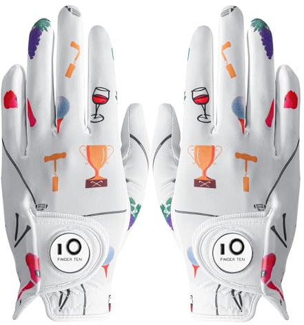 Paire de gants de golf en cuir pour main gauche et main droite, pour femme - Confortables - Blanc - Taille M