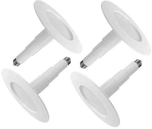 Jolux 4-Pack 5/6 LED Can Lights Retrofit Recessed Lighting,12W=60W,5000K Daylight,800 Lumens,Dimmable Adjustable Retrofit Downlight,ETL,Damp Rated,Simple Installation Can Lights,Bevel Trim