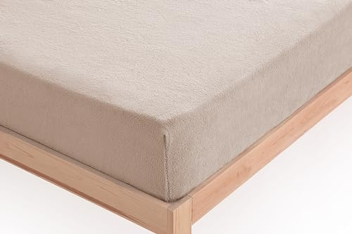 Donegal Collections Sabana Bajera Coralina 180 - Bajera Coralina Invierno Beige - Sabanas Coralina Ajustable - Sabana Bajera 180x190/200 cm - Termicas Tacto Doble Cara Ajustable Otoño/Invierno