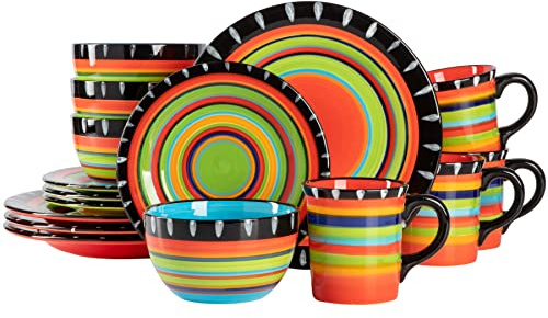 Gibson Elite Feliz Mesa 16-Piece Hand Painted Dinnerware Set, Service for 4 (16pc)