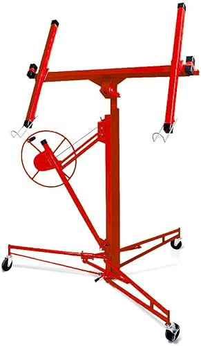 BRICOZONE Sollevatore Pannelli Per Cartongesso Alzalastre Professionale Pieghevole Regolabile In Altezza XXL 140-350 cm Altezza Di Lavoro Alzapannelli Rosso Con Certificato CE Portata Di 68 Kg