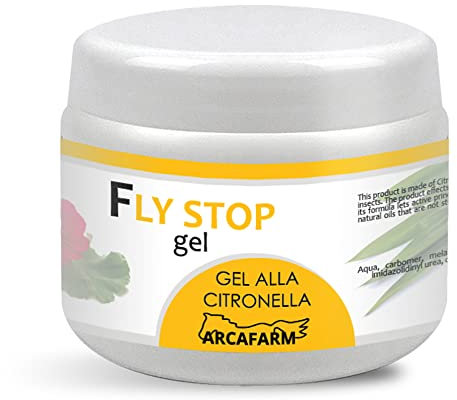 Gel Repellente Naturale per Cavalli Citronella Geranio e Tea Tree 500 ml Fly Stop, per zone delicate occhi orecchie naso perineo, Crema protezione Insetti Mosche Zanzare - Made in Italy