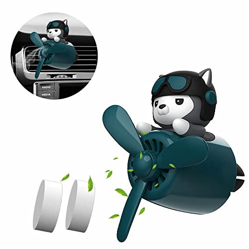 Auto Lufterfrischer Cartoon Bär Pilot, Automotive Air Outlet Lüfterfrischer Vent Clips Aroma Diffusor, Bären Pilot Auto Diffusor, Auto Parfüm Aromatherapie Ornament Auto Zubehör Comic-Hund (grün)