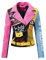 Giolshon Damen Kunstleder Jacke Nieten Floral Moto Biker Kurzer Revers Mantel 0375 Rosa M