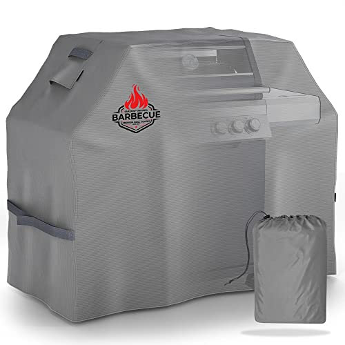 SANZARO Grill Abdeckhaube Wetterfest – 600D Oxford mit Ripstop-Textilgewebe, BBQ Abdeckplane Wasserdicht für Weber Brinkmann Char Broil, Cover Grillabdeckung Winterfest Schutzhülle - 132x66x109cm