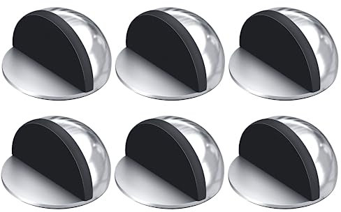 6 Stück Türstopper Boden Selbstklebend, Edelstahl Kleben Bodentürstopper mit Gummipuffern, Türpuffer Boden Wandpuffer für alle Hartböden zum Schutz von Türen, Wänden und Möbeln