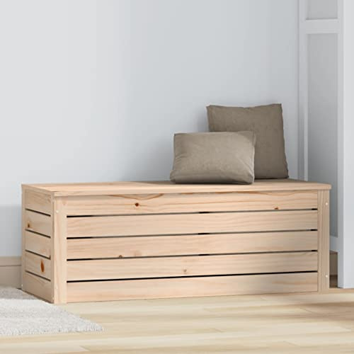 Tidyard Caja de almacenaje, Baúl Almacenaje Grande, Arcón Jardin, Arcón Almacenaje Resina para Cojines, Muebles de Patio, Artículos de Jardinería, Pino 89x36,5x33 cm