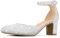 PIZZ ANNU Womens Court Shoes Block Heel Closed Toe Elegant Wedding Pumps for Bride Ankle Strap Ladies Mary Jane Sandals Silver Glitter Size 9