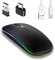 Jinpojun Raton ​Inalambrico Recargable con Bluetooth 5.1 y USB 2,4 GHz, Raton Gaming Retroiluminado de 7 Colores para Laptop, PC, Ordenador, Chromebook, Notebook, 3 dpi, Ultra Delgado