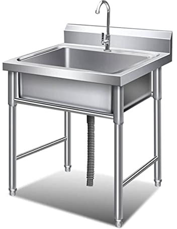 SdaryWare Évier Commercial en Acier Inoxydable 304 - Évier de préparation et de Service de Cuisine de Restaurant à 1 Compartiment et Accessoires de Montage (50x50x80cm)