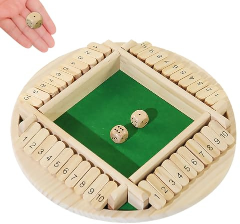 WOUYTPE Shut The Box brädspel, tärningsspel trä, matematik pedagogiska leksaker, lämplig för familj, bar, fest, utomhusaktiviteter, bekväm touch, spela en mängd olika möjligheter