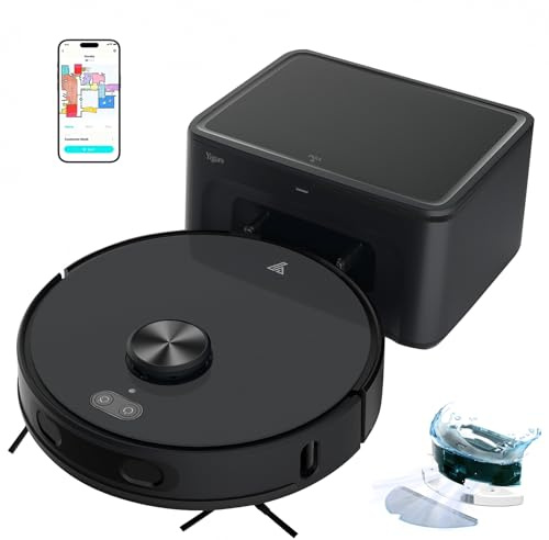 Yigars Robot Aspirador y fregasuelos hasta 8000 Pa Potente succión Autovaciado Autonomía de 220 Minutos Navegación Láser LiDAR y Mapeo Lnteligente,Limpieza Personalizada Control por Voz y App-B