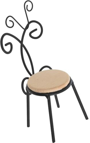 Hemobllo Chaise Miniature Décorative en Métal Noir 1/6 pour Maison de Poupée Mobilier Miniature Vintage Accessoire Photo pour Poupées Bjd Meuble D’Ornement Réaliste et Compact