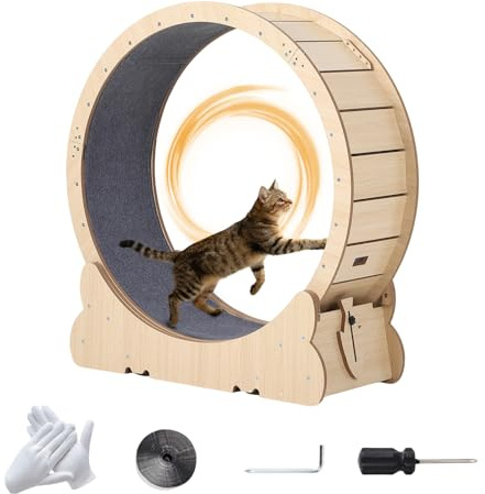 Cat Exercise Wheel for Indoor Cats, 43.3 Cat Running Wheels, Cats Treadmill Wheel with Locking Mechanism & Detachable Carpet, Ideal for Most Pets Weight Loss and Health