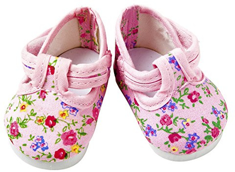FRILLY LILY Pink Flower Dolly Doodle Shoes large size 8.2 cmx 4.2cm.TO FIT DOLLS SUCH AS 43cm BABY ANNABELL