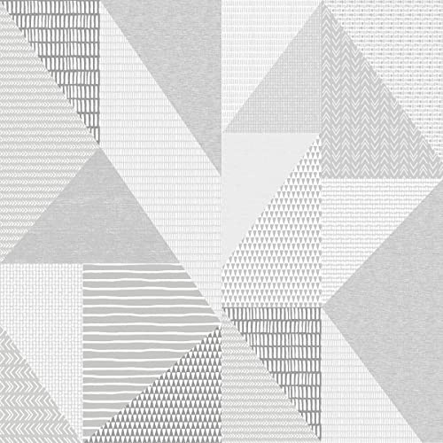 Catherine Lansfield Larsson Geo Wallpaper Grey, 1 Roll - 10.05m x 0.53m