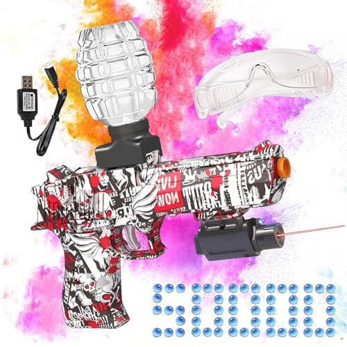 YAXAOMEO Electric Gel Blaster - Gel Ball Blasters, Electric Gel Ball Shooting Toy with Goggles 50000 balls for Outdoor Activities Shooting Team Game Toy Gifts, Teens Ages 12+ (Red)