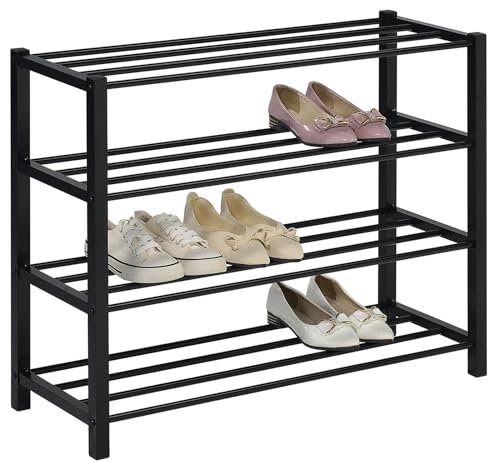 IDIMEX Schuhregal NAVAN Metall Schwarz, robuste Schuhbank mit 4 Ablagen, platzsparende Schuhkommode, ideal für Schuhregal offen, Schuhständer, Schuhregale