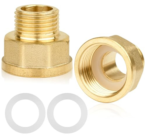 1 Female to 3/4 Male BSP Thread Brass Hex Bushing Reducing Connector | 1” Female to 3/4” Male Adapter,for Water, Gas, Pipe Connecting Conversion with Sealing Rings