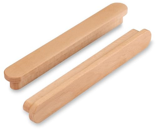 SYZOW 6 Pièces Poignee de Meuble en Bois, Poignée Armoire Bois,Espacement des Trous 192mm, poignées de tiroir,pour Meubles de Cuisine et Tiroirs et Poignée de Meuble ﻿ ﻿