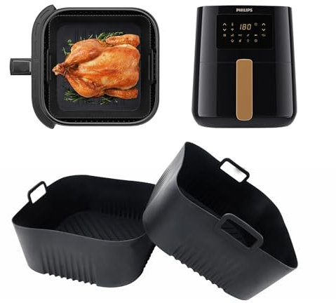 2 Stück Silikonform Heißluftfritteuse für Philips Airfryer 4,1L(HD9252, HD9200, HD9255), Air Fryer Silikon Einsatz, Backform Zubehör für Ninja Pro 4.7L Fritteuse, Cosori 3,8L- 4,7L