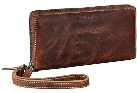 STILORD 'Poppy' 3-in-1 XL Leder Geldbörse Damen Groß mit Handyfach 12 Kartenfächer Doppelter Reißverschluss RFID-Schutz Clutch Echtleder Portemonnaie mit vielen Fächern, Farbe:Salerno - braun