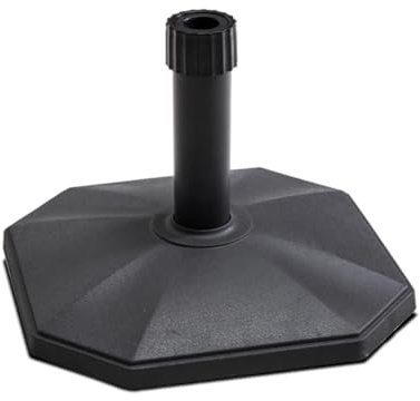 Acomoda Textil – Base de Sombrilla Ajustable, Estable y Resistente para Terraza, Jardín y Patio. Pie de Sombrilla con Adaptador Manejable para Parasol. (Resina Negro, 13,5 kg)