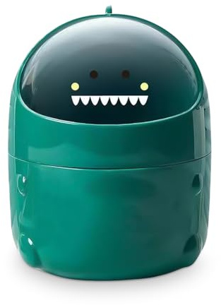 Yoxovo Mini TischmüLleimer mit Deckel, Dinosaurier Süße Cartoon Tisch Mülleimer, Cute Papierkorb Klein, Kawaii Deko, Aufbewahrungsbox, für BüRos, Kinderzimmer, Schminktisch, Wohnzimmer (Grün)