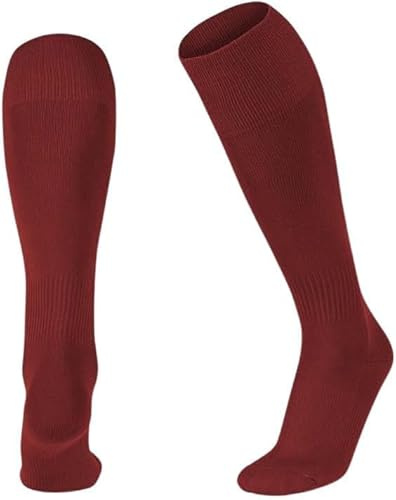 Brillars Unisex Football, Rugby, Hockey Sports Knee High Long Socks, Kids, Adults, juniors Knee High Football Socks Outdoor game Soccer Socks (Kids UK 3-6, Maroon)