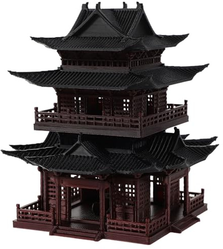 LUOZZY 6pcs Mini Pagoda Statues Plastic Miniature Pavilion Figurines Desktop Ornaments for Zen Garden Aquarium Dollhouse Decoration