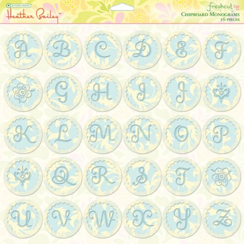 Autumn Leaves 12 Inch by 12 Inch Adhesive Chipboard Sheet- Heather Bailey Freshcut Monograms