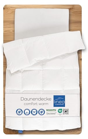 LINEA by böhmerwald - comfort - kuschlige Daunendecke normal, 200x200, 90% Daunen / 10% Federn, Allergiker geeignet, waschbar bis 60 °C, in Deutschland produziert