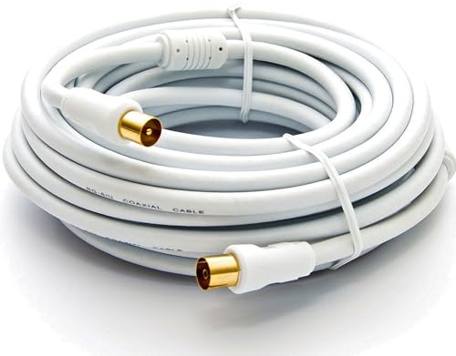 Premium X Cavo antenna TV HDTV Full HD, 4K, cavo coassiale da 10 m, connettore in metallo completo su presa IEC per televisione digitale e radio, DVB-T/T2, DVB-C, DVB-S/S2, bianco