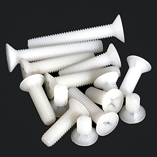 CONPHERON Tornillos de cabeza avellanada cruzado de nailon Tornillos de cabeza plana Tornillos de plástico blanco, M8*30 mm,20 pcs