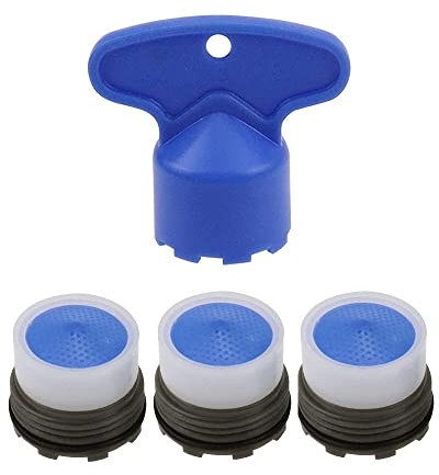 M16/M18(M18,5)/M22/M24 M18 x 4 Stück Belüfter Wasserhahn Filter, Armaturen Waschbecken Sparen Wassersprudler, 3 Stück Einsatz Belüfter Außengewinde mit 1 Stück Schlüssel (M16)