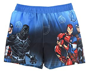 Marvel Avengers Pantaloncini da Bagno per Ragazzi, Calzoncini Costume Mare Boxer Bermuda per Bambino, Design Iron Man Captain America Black Panther, Taglia 10 Anni, Blu