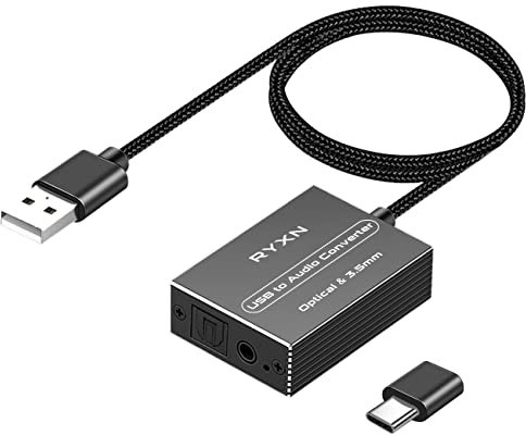 USB to Optical Spdif Toslink&3.5mm Audio Adapter Converter, Support USB-A&USB-C Type-C Port, for PS5 PS4 NS Laptop Phone to Sound Bars Speakers